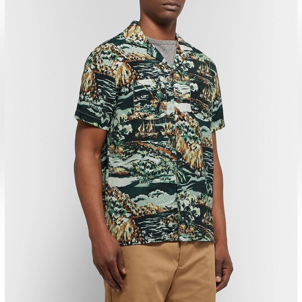 J. Crew Camp Collar Woven Button Down Shirt in Tropical Print